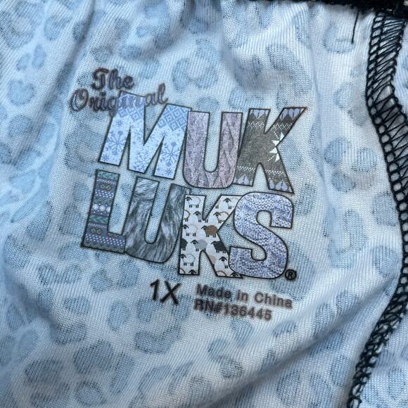 Muk Luks Women's 1X Brown Cheetah Print Dream Knit Stretch Legging Pull On Pants - Picture 3 of 5